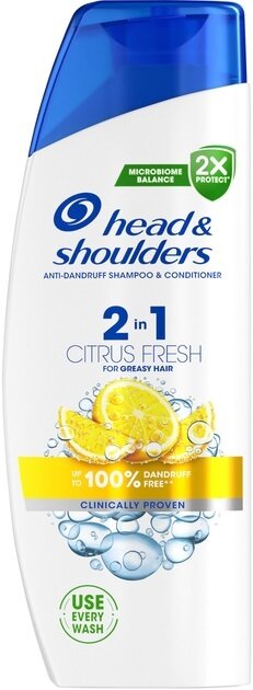 Шампунь і бальзам-ополіскувач Head & Shoulders 2 в 1 Цитрусова свіжість проти лупи, 330 мл