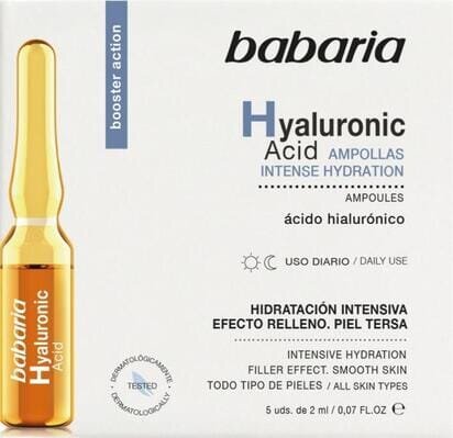 Сироватка для обличчя Babaria Hyaluronic Acid в ампулах зволожуюча з гіалуроновою кислотою, 5 шт х 2 мл