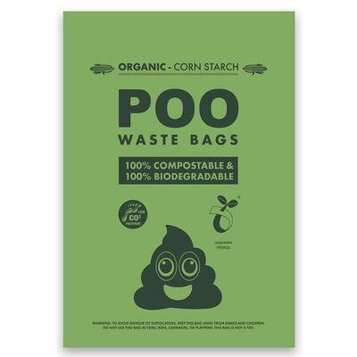 Пакети M-Pets POO Dog Waste Bags 100% Compostable & Biodegradable біорозкладні для прибирання за собаками, 60 штук