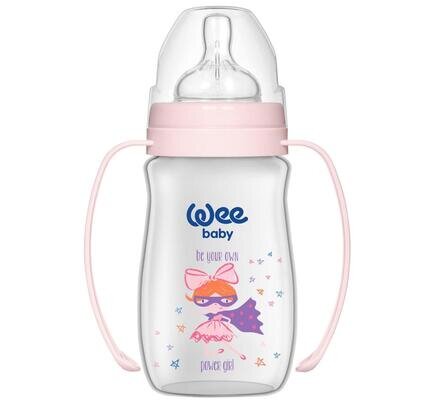 Пляшечка для годування Wee Baby Classic Plus PP з широкою шийкою з ручками, силіконова соска №1, 250 мл