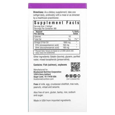 Натуральна Омега-3 із жиру лосося Bluebonnet Nutrition капсули №180