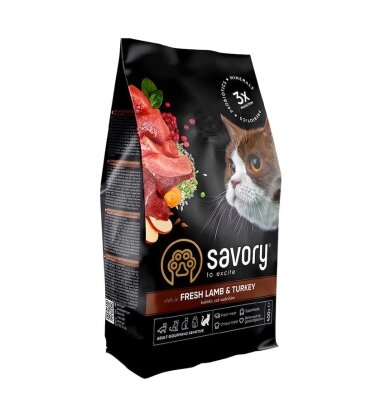 Корм сухий для котів з чутливим травленням Savory 30075 зі свіжим м’ясом ягняти та індички, 400 г