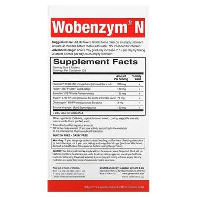 Вобензим Н Garden of Life Wobenzym N засіб для здоров’я суглобів, 400 таблеток