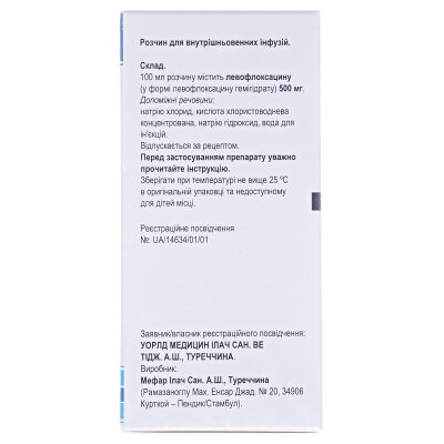 Левоксимед розчин д/інф. 500 мг/100 мл по 100 мл у флак.