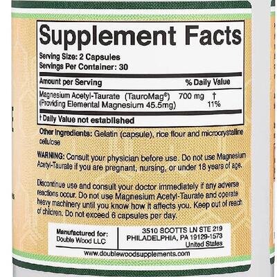 Тауромаг Double Wood Magnesium Acetyl-Taurate 700 mg (TauroMag), 60 капсул