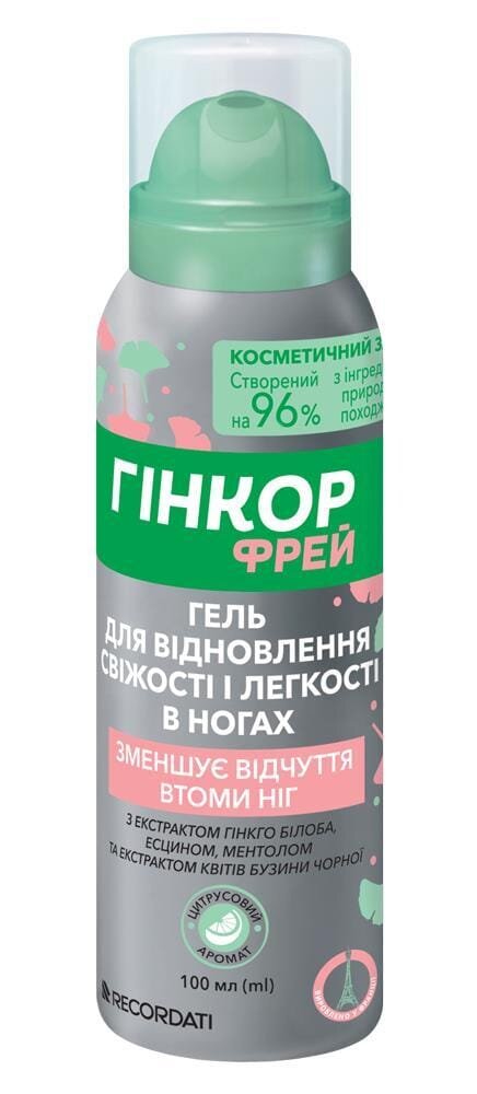 Гінкор Фрей гель для відновлення свіжості і легкості в ногах по 100 мл у флак.