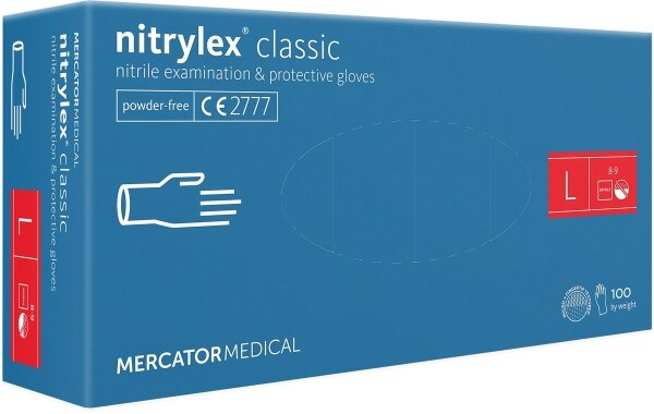 Рукавички оглядові Mercator Medical Nitrylex Classic нітрилові непудровані, розмір L, нестерильні, пара