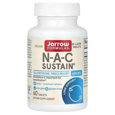 N-ацетил-L-цистеїн Jarrow Formulas NAC Sustain 600 мг, 60 таблеток