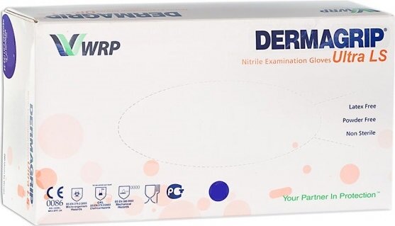 Рукавички оглядові Dermagrip Ultra LS нітрилові без пудри нестерильні, розмір L, пара