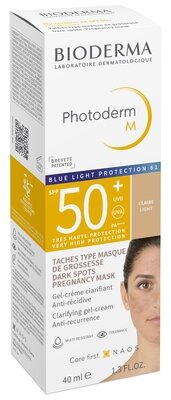 Гель-крем сонцезахисний Bioderma Photoderm М SPF50+ проти пігментних плям з тональним ефектом світлий, 40 мл