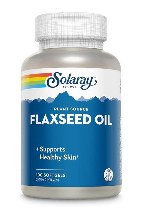 Лляна олія Solaray Flaxseed Oil, 100 гелевих капсул