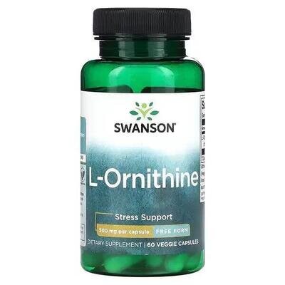 L-орнітин Swanson L-Ornithine, 60 рослинних капсул