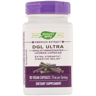 Гліціррізінат солодки Nature's Way DGL Ultra 75 мг, 90 капсул