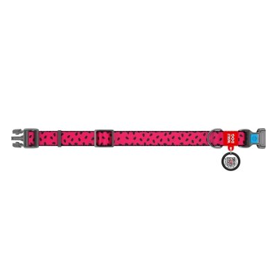 Нашийник Collar WAUDOG Nylon з QR-паспортом, малюнок Кавун, пластиковий фастекс, ширина 15 мм довжина 23-35 см