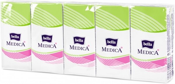 Хустинки паперові носові гігієнічні Bella Medica тришарові, 9 шт x 10 уп