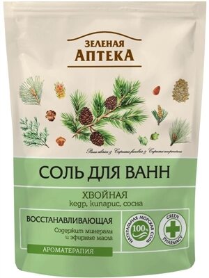 Сіль для ванн Зелена Аптека Хвойна дой-пак, 500 г