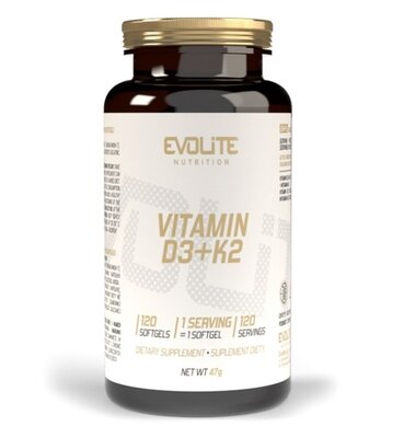 Вітамін D3 + K2 Evolite Nutrition D3+K2, 120 м'яких гелевих капсул