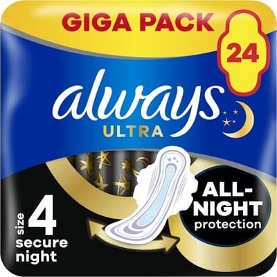 Прокладки гігієнічні Always Ultra Secure Night, 7 крапель, 4 розмір, 24 шт