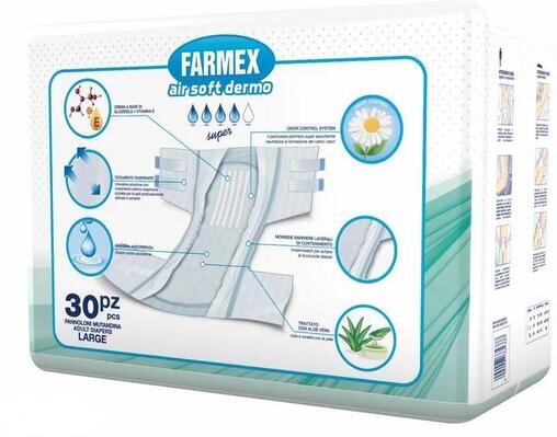 Підгузки для дорослих Farmex Premium Air Soft Dermo Super, розмір L, 30 штук