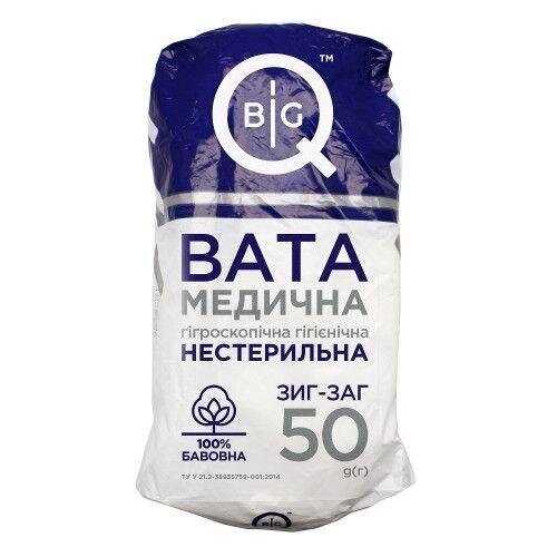 Вата нестерильна BigQ медична гігієнічна, зиг-заг 50 г