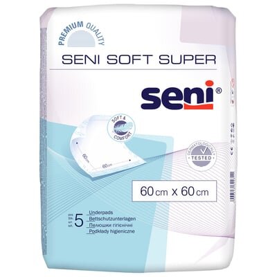 Пелюшки Seni Soft Super одноразові гігієнічні 60х60 см, 5 шт