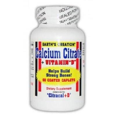 Цитрат Кальція + вітамін D Earth's Creation Calcium Citrate + Vitamin D, 60 гелевих капсул