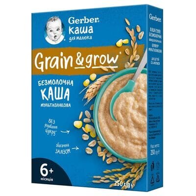 Каша безмолочна Gerber мультизлакова для дітей з 6 місяців, 250 г