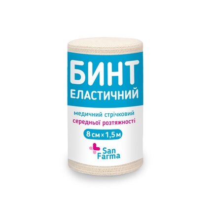 Бинт еластичний San Farma середньої розтяжності 1,5 м x 8 см