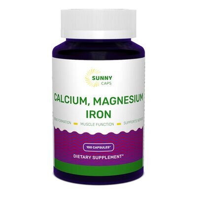 Кальцій Магній та Залізо Sunny Caps Calcium, Magnesium and Iron Powerfull капсули №100
