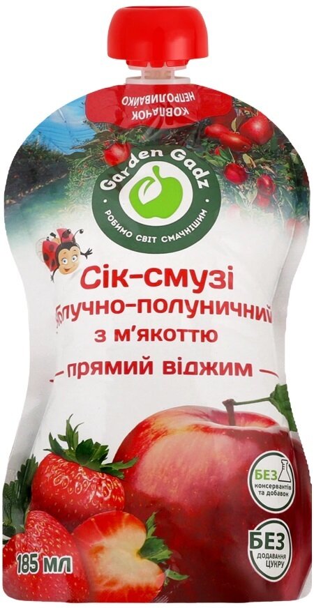 Сік-смузі Garden Gadz Яблуко-полуниця, 185 мл
