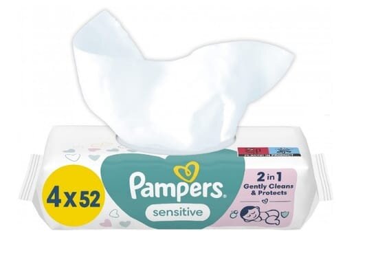 Серветки вологі Pampers Sensitive дитячі, 208 шт (4 x 52 шт)