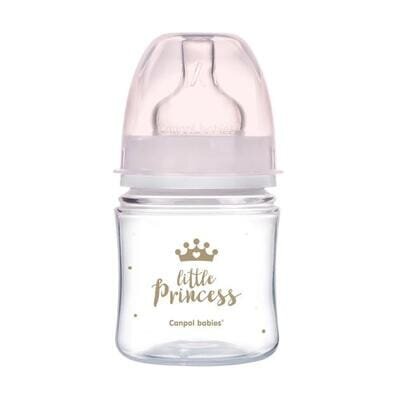 Пляшечка Canpol Babies Easystart Royal baby антиколікова з широким отвором, рожева, 120 мл
