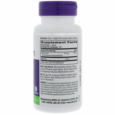 Мелатонін Natrol Melatonin із повільним вивільненням 3 мг, 100 таблеток