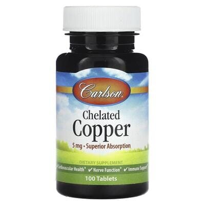 Хелат міді Carlson Labs Chelated Copper 5 мг, 100 таблеток
