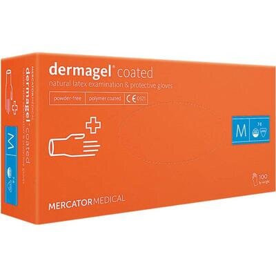 Рукавички оглядові Mercator Medical Dermagel Coated латексні непудровані, розмір M, нестерильні, 100 штук