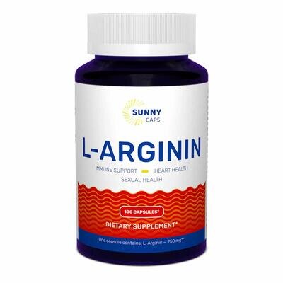 L-аргінін Sunny Caps L-аrginine 750 мг, 100 капсул