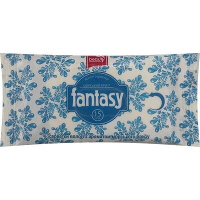 Серветки вологі FANTASY Beauty з ароматом морського бризу, 15 штук