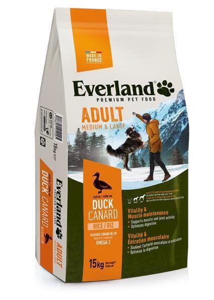 Корм сухий Everland Adult Medium & Large для собак середніх та великих порід з качкою, 15 кг