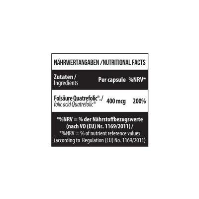 Фолат MST Nutrition Folate 400 Folic acid 5-MTHF Quatrefolic, 90 капсул