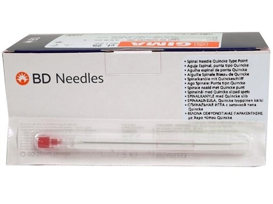 Голка спінальна BD Quincke Spinal Needle 18G (1,2 x 90 мм) рожева, 1 штука
