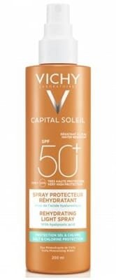 Спрей Vichy Capital Soleil, сонцезахисний водостійкий, з гіалуроновою кислотою, захист від солі і хлору, SPF 50+, 200 мл