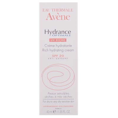 Крем для обличчя Avene Hydrance Optimale UV Riche SPF20 насичений зволожуючий для сухої та дуже сухої, чутливої шкіри, 40 мл