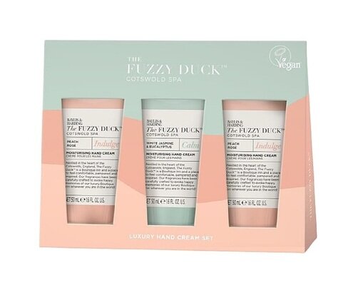 Набір кремів для рук Baylis & Harding The Fuzzy Duck Жасмин, евкаліпт і персикова троянда, 3 шт х 50 мл