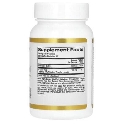 R-ліпоєва кислота California Gold Nutrition R-Lipoic Acid, 30 капсул