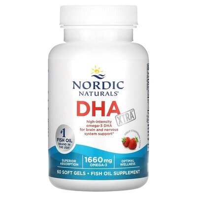 Докозагексаєнова кислота Nordic Naturals DHA Xtra полуниця, 1000 мг, 60 капсул