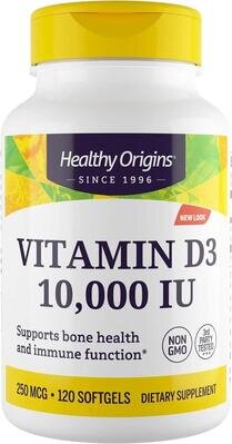 Вітамін Д3 Healthy Origins Vitamin D3 10 000 МО, 120 капсул