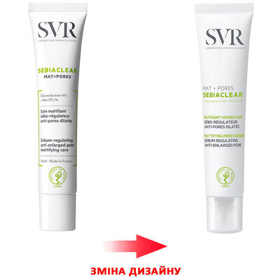 Крем для обличчя SVR Sebiaclear Mat + Pores матуючий та порозвужуючий для комбінованої та жирної шкіри, 40 мл