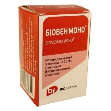 Біовен моно розчин д/інф. 5 % по 25 мл у пляш. (флак.)