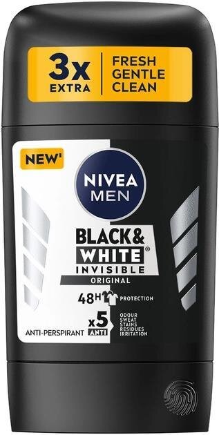 Дезодорант-антиперспірант стік Nivea Men Black & White Invisible Original 72h (83134), 50 мл