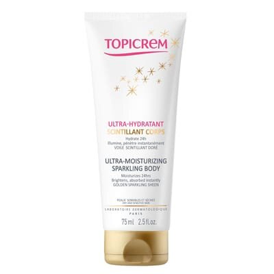 Крем для тіла Topicrem Ultra-Moisturizing Sparkling Body ультра зволожуючий з ефектом мерехтіння, 75 мл